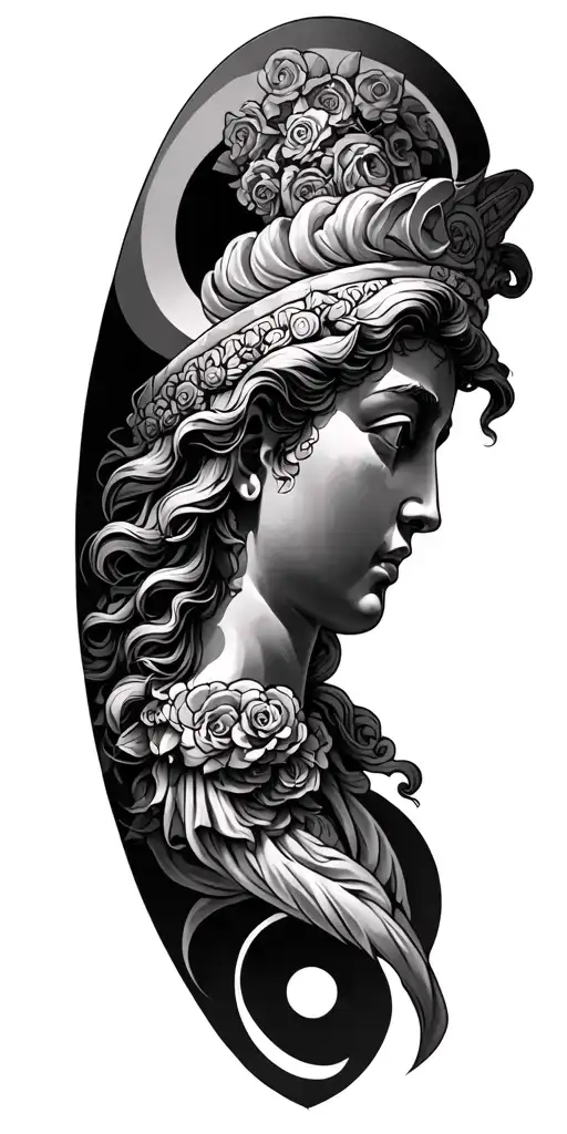 Greek Mythology Inspired Tattoo Featuring Iconic Symbols