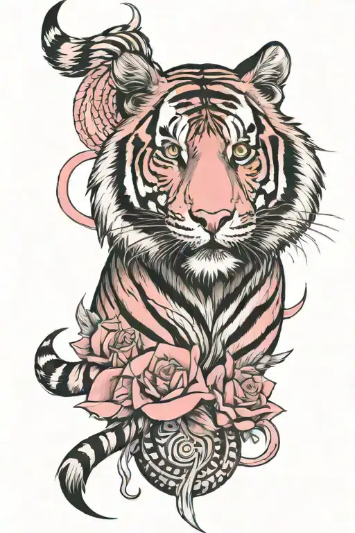 Pink Cancer Ribbion With Bengal Tiger Stripes