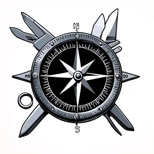 Compass And Swiss Army Knife