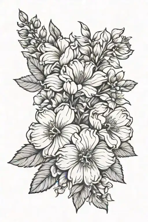 2 April Birth Flower 1 November Linework Bouqet Tied