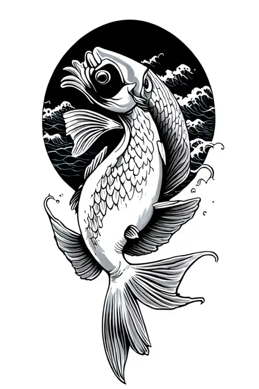 Carp Fish With Waves