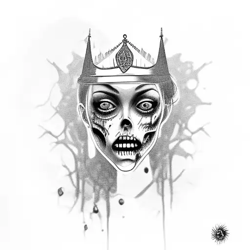 Woman Zombie Head With Crown
