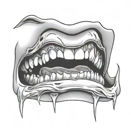 Teeth And Mouth On A Completely Black Background