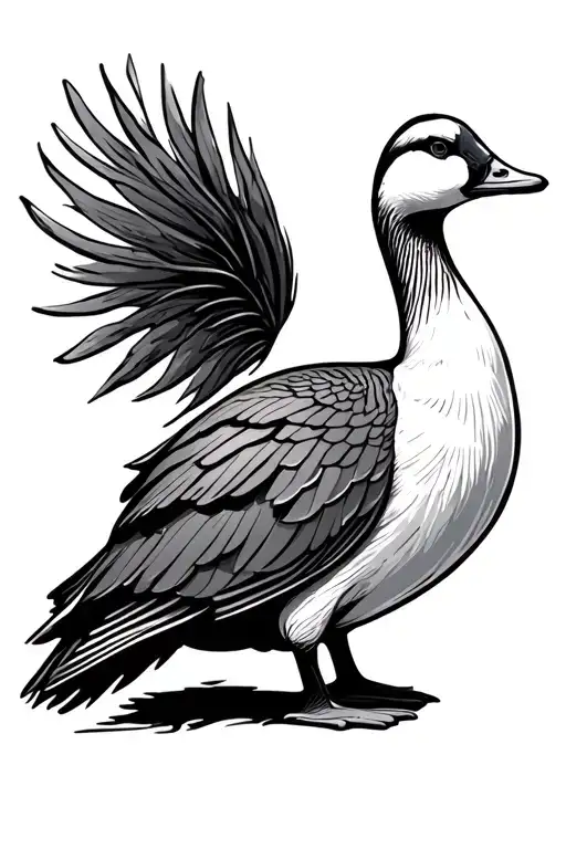 Simple Line Goose Sitting