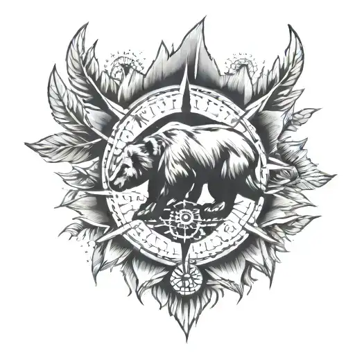 Bear Claw And Compass Surrounded