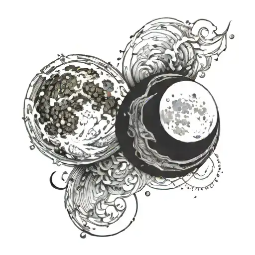 Two Cresent Moon Opposing Each Other Still Touching But One Is Slightly Up And One Is Down