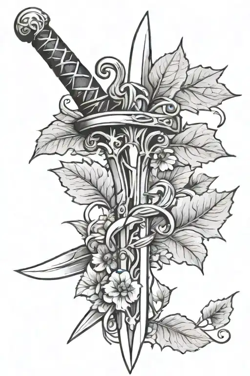 Sword With Leaves Intertwined