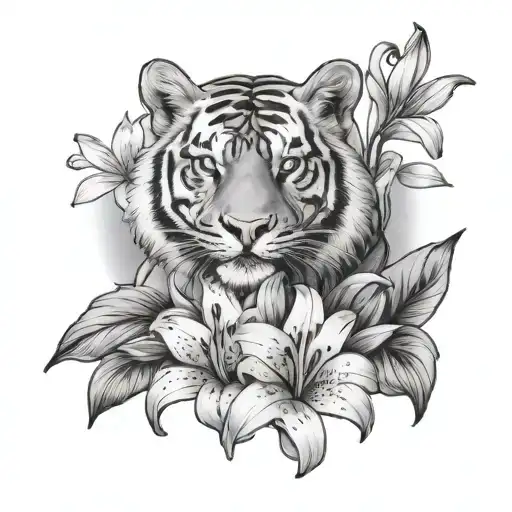Lilies And Tiger