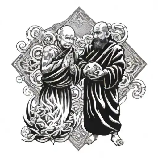 One Monk Holding The Diamond And Heaven Holding Hands