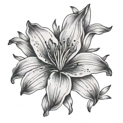 Lily Flower Fine Line
