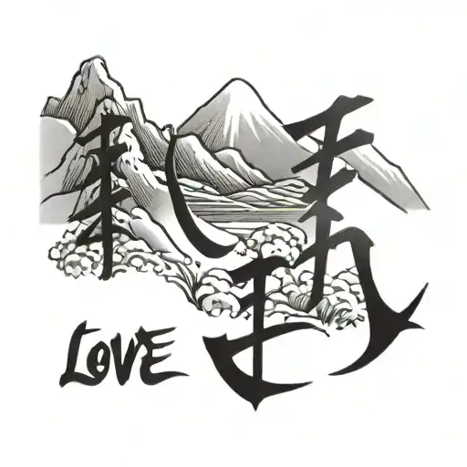 Love In Japanese With Mountain
