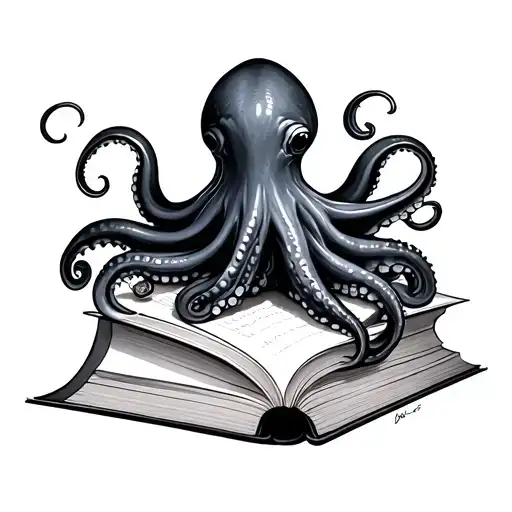 Octopus Crawling Out Of A Book