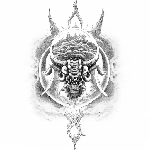 Sleeve Of Taurus Style With Dark Theme Of Death And The End Of The World