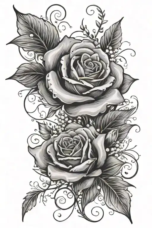 Rose Intertwined With Lily Of The Valley