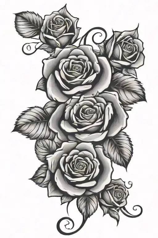 Roses And Foot Print With Name For Mom