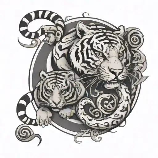 Tiger And Monkey Ying Yang