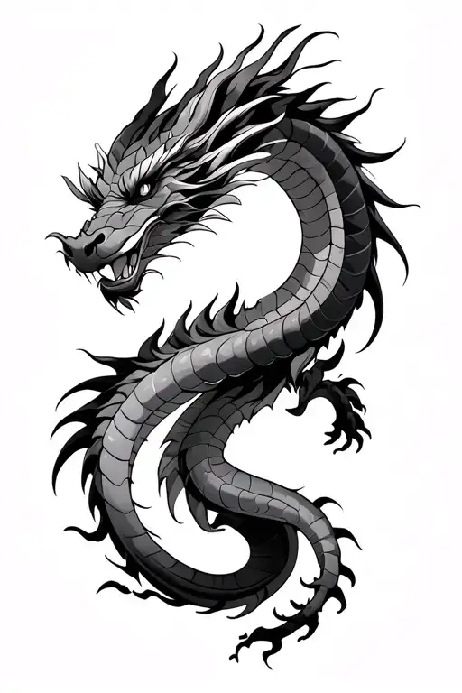 A Japanese Style Dragon That Goes From A Shoulder Shoulder On The Back And Shoulder To The Chest