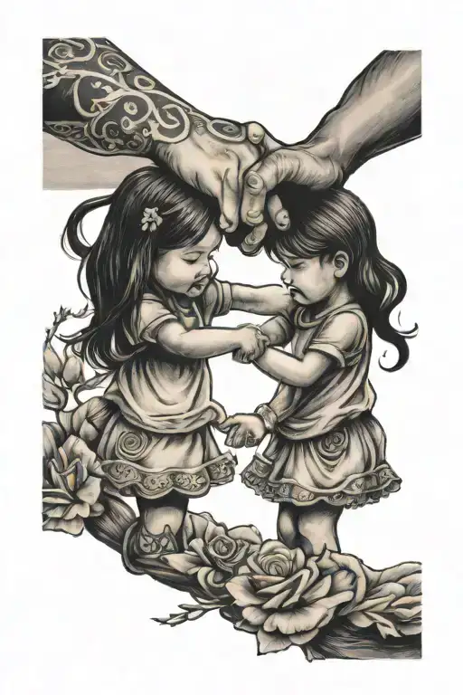 Little Girls Holding Hands Spinning