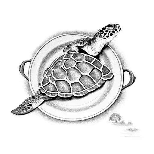 A Plate Of Pasta Shaped Like A Sea Turtle Swimming In The Ocean