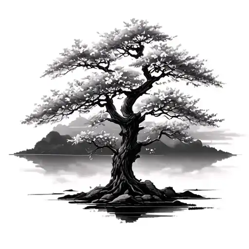 Night Sky Tree Decaying Japanese Cherry Blossom Tree