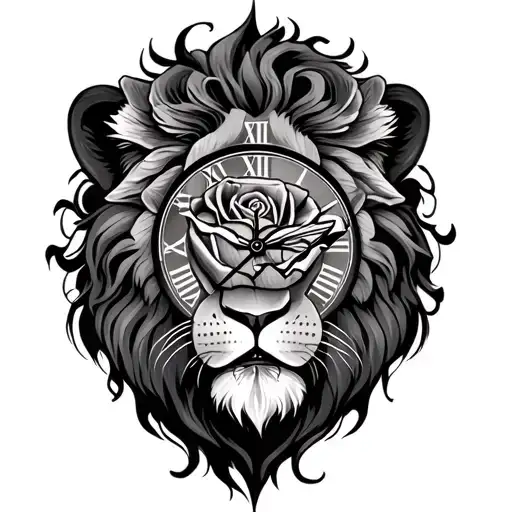 Rose Clock Lion