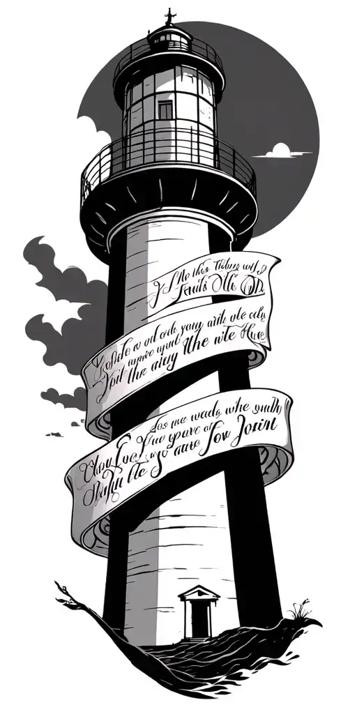 A Lighthouse With Tragically Hip Lyrics Incorporated Into The Design