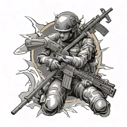 Female Soldier Breaking Through Skin