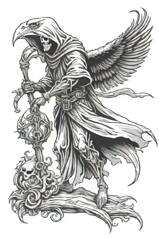 Grim Reaper With Raven Standing