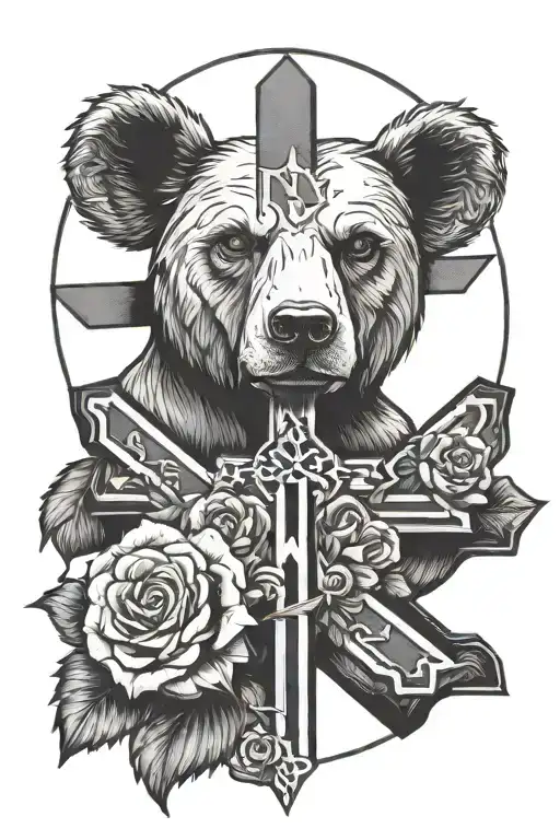 Cross And Bear Head
