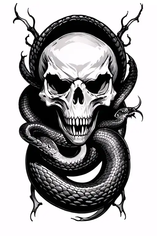 Snake Head With Skull