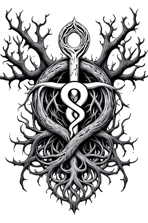 Yggdrasil With Organ Donor Symbol Intertwined