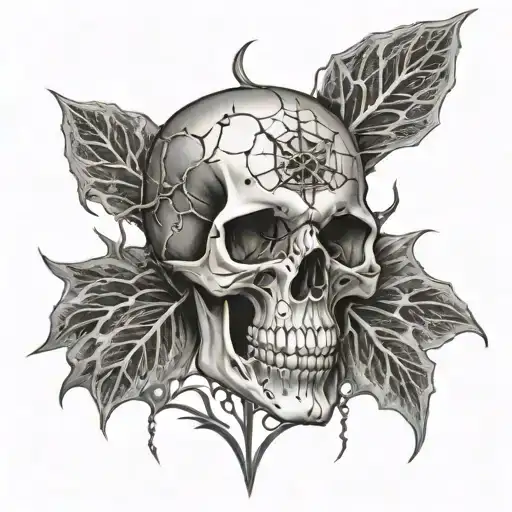 Memento Mori Skull With Webs Surrounding