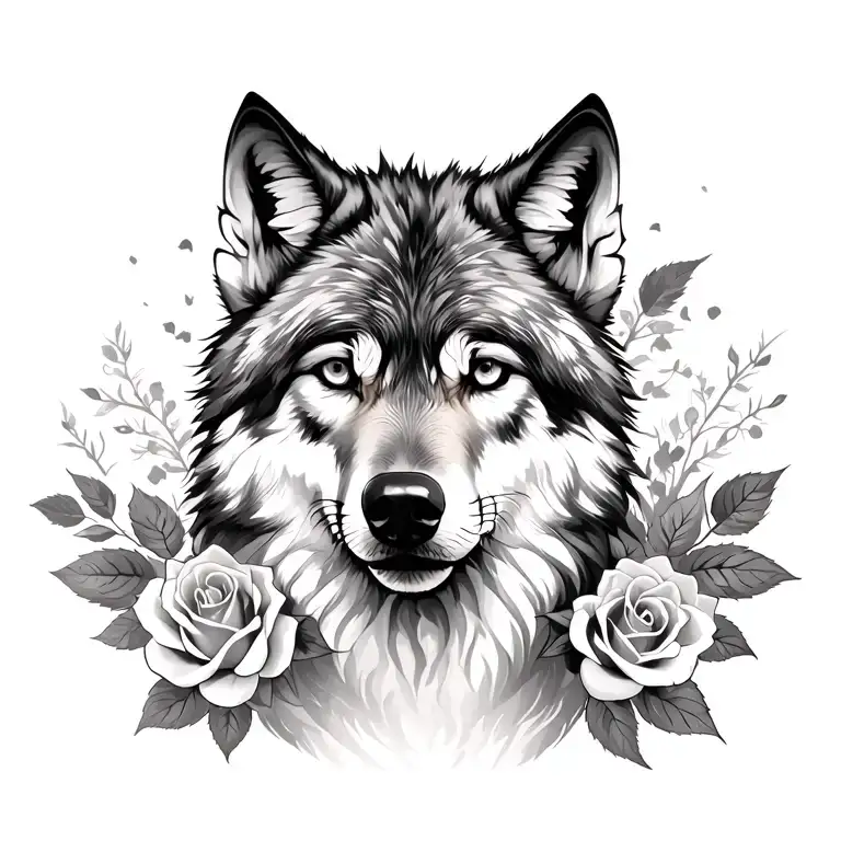 Wolf Blended By Roses