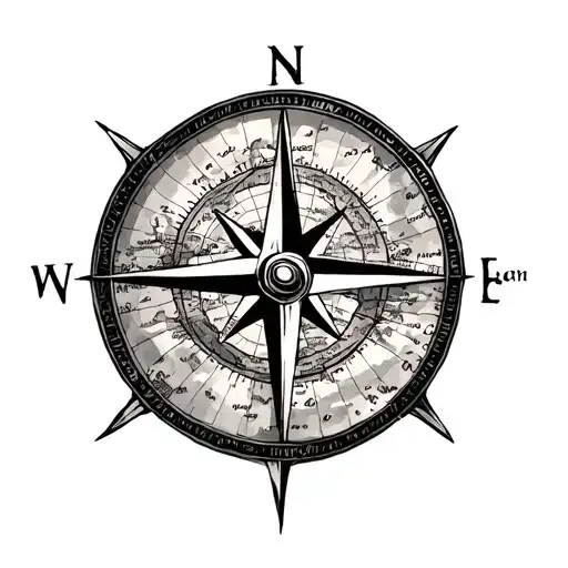 Compass And Map Outline
