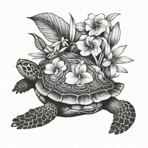 Turtle And Frangipani Bali Fine