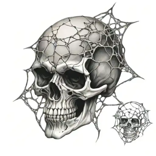 Realistic Skull With A Web Surrounding It