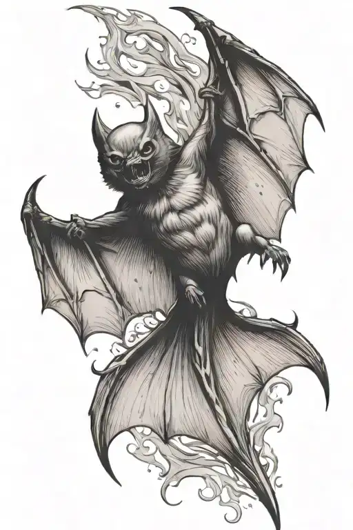 Screaming Bat Open Wings Spread Wide To The Sides Representing Strength And Fear