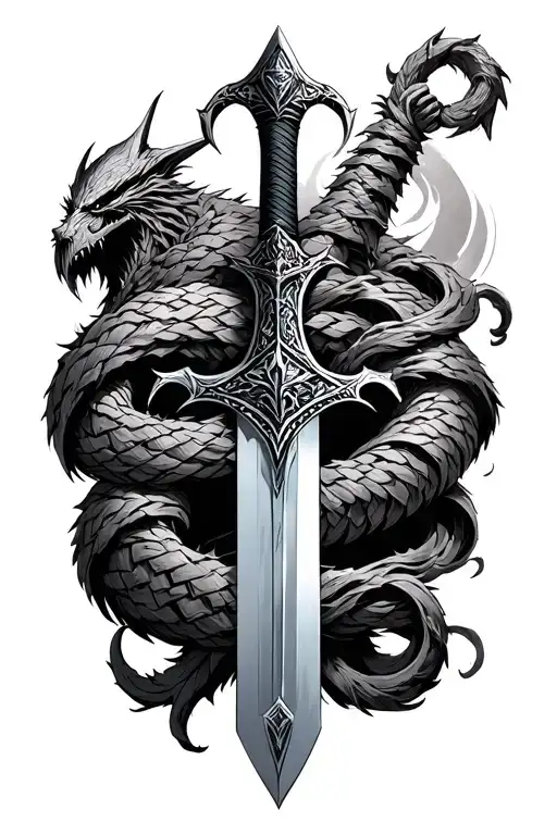 A Coiled Sword From Darksouls Pointed Down With Iconic Darksouls Bosses Surrounding It