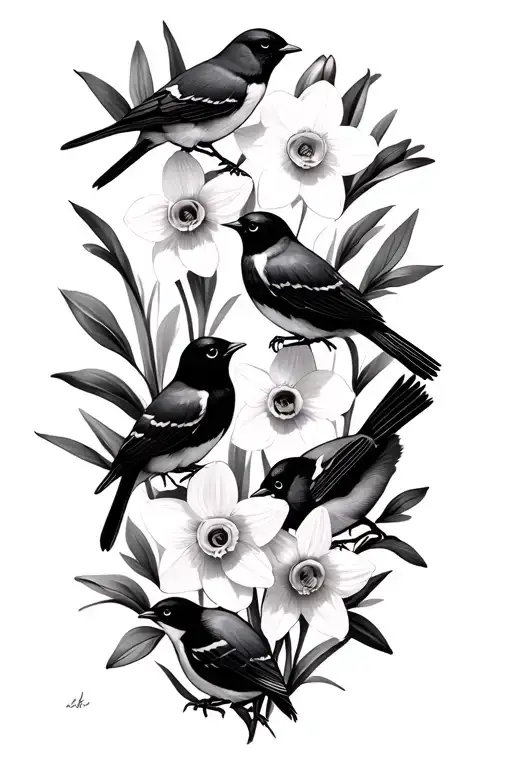 Daffodils And Robins