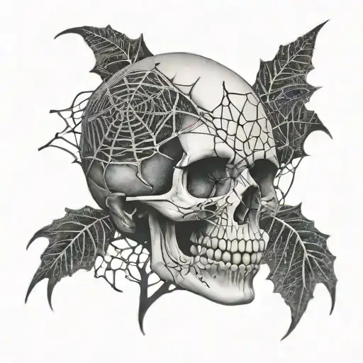 Realistic Skull With Webs Wrapping