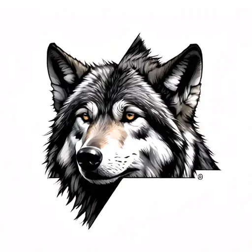 Wolf Half Graphic Half Realistic In The Triangle