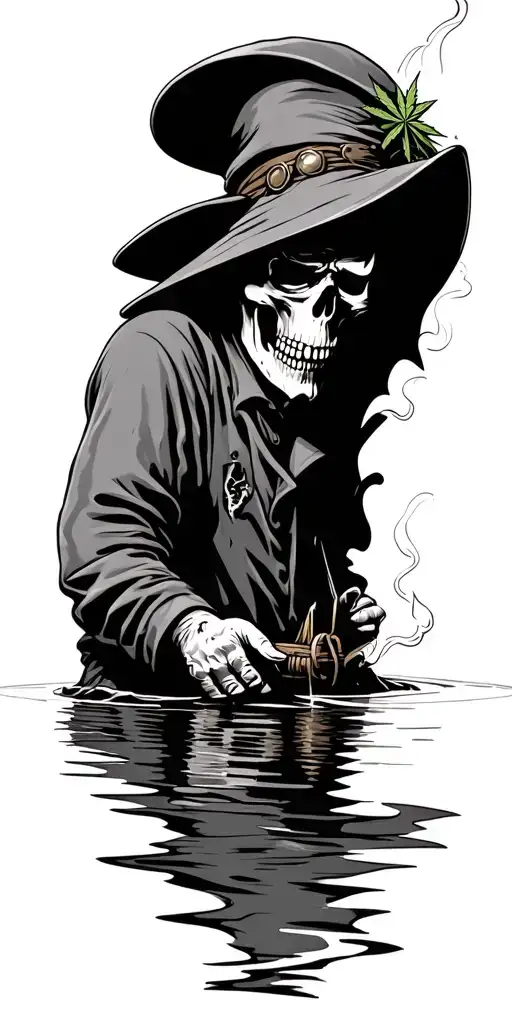 Towboat Deckhand Grimreaper Smoking Weed