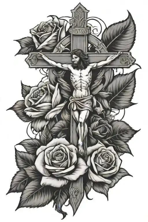 Jesus Cross Roses Growing