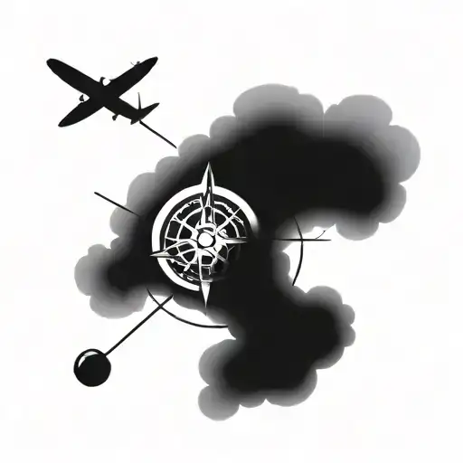 Propeller Inside Compass Clouds Minimalistic Pilot