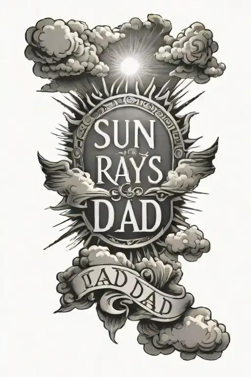 Sun Rays And Clouds With Dad Written Inside