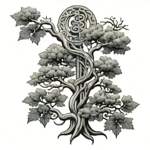 Rod Of Asclepius Oak Tree And Cedar
