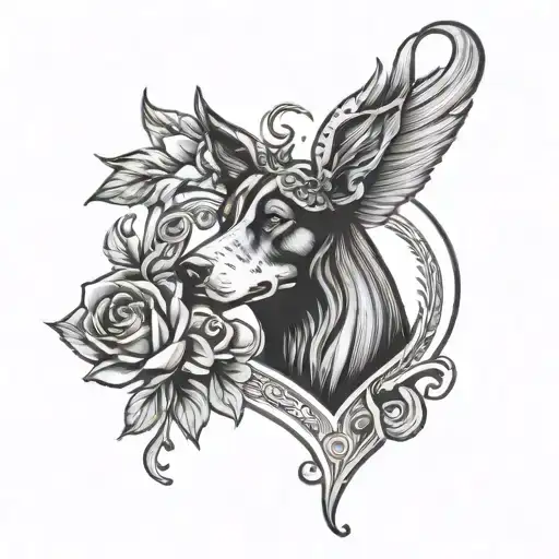 Virgo Symbol With A Dog And A Heart