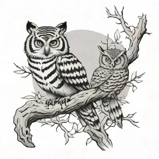 Tigger And An Owl Perched On A Branch