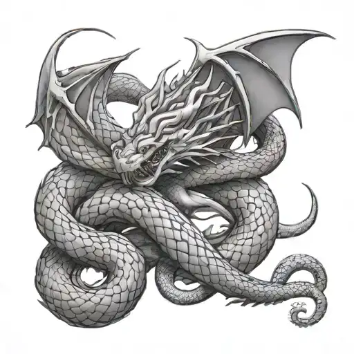 Dragon And Snake Intertwined