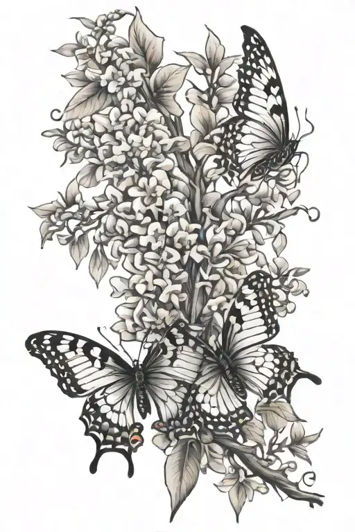 Wisteria Flower With Demon Slayer Butterfly For Vertebral Column